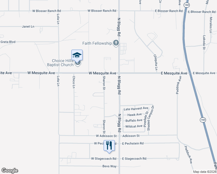 map of restaurants, bars, coffee shops, grocery stores, and more near 1891 Sharon Street in Pahrump