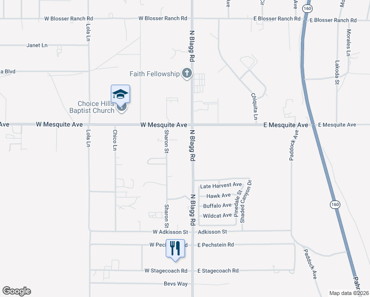 map of restaurants, bars, coffee shops, grocery stores, and more near 1891 Sharon Street in Pahrump