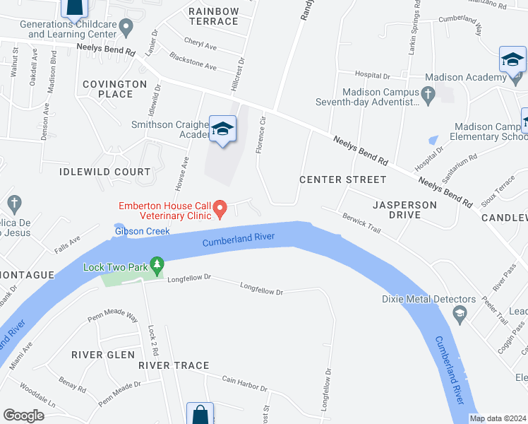 map of restaurants, bars, coffee shops, grocery stores, and more near 754 Florence Circle in Nashville