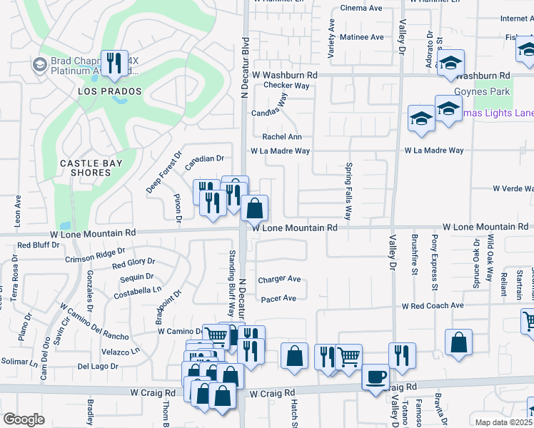 map of restaurants, bars, coffee shops, grocery stores, and more near 4713 Guma Way in North Las Vegas