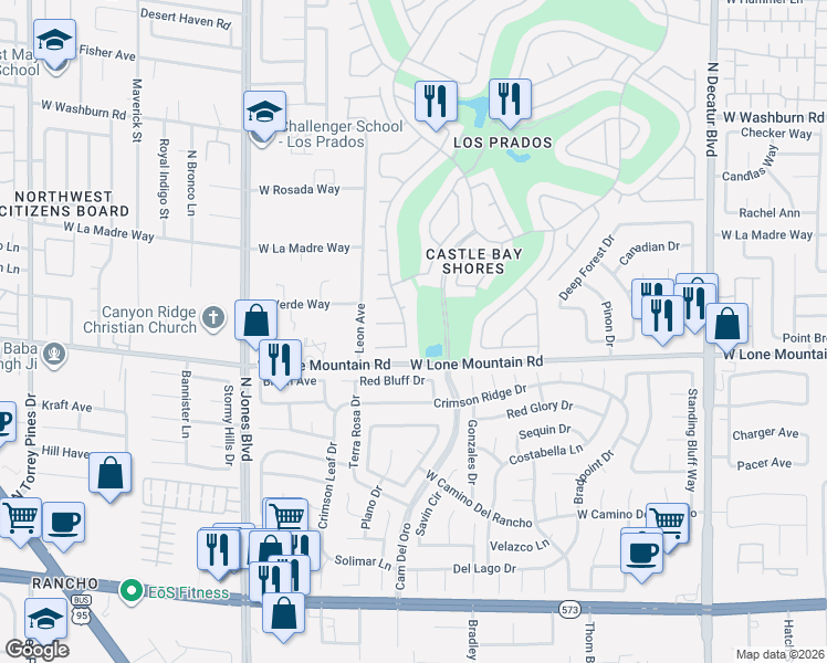 map of restaurants, bars, coffee shops, grocery stores, and more near 4812 Linkside Drive in Las Vegas