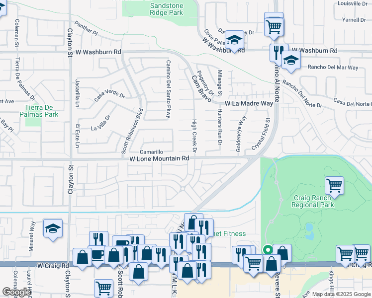 map of restaurants, bars, coffee shops, grocery stores, and more near 1314 Blue View Ct in North Las Vegas