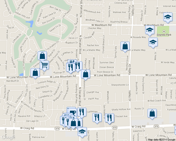 map of restaurants, bars, coffee shops, grocery stores, and more near 4717 Guma Way in North Las Vegas