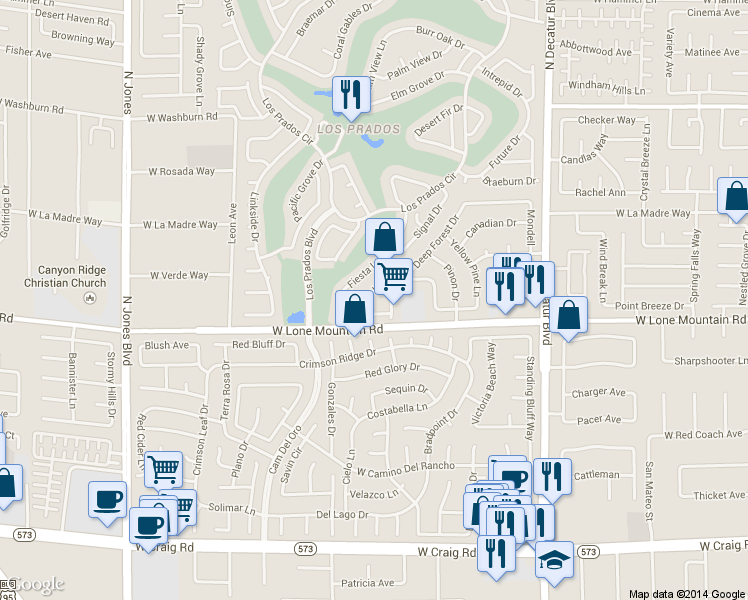 map of restaurants, bars, coffee shops, grocery stores, and more near 4828 Friar Lane in Las Vegas