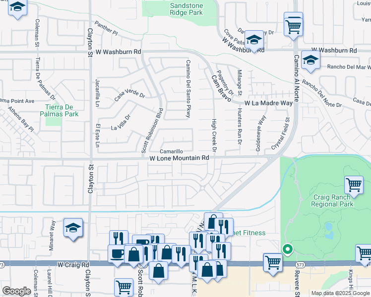 map of restaurants, bars, coffee shops, grocery stores, and more near 1530 Camarillo in North Las Vegas