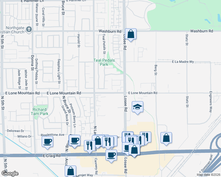 map of restaurants, bars, coffee shops, grocery stores, and more near 2213 Summer Lilly Avenue in North Las Vegas