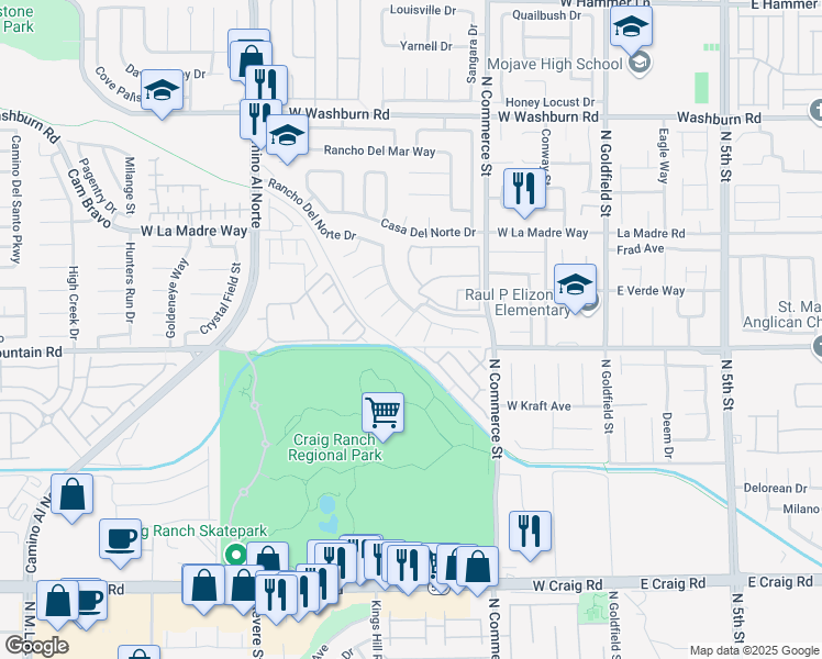 map of restaurants, bars, coffee shops, grocery stores, and more near 4816 Rancho Linda in North Las Vegas