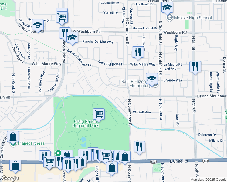 map of restaurants, bars, coffee shops, grocery stores, and more near 4822 Con Carne in North Las Vegas
