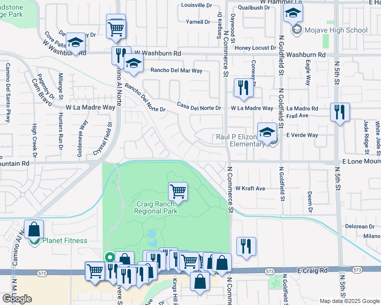 map of restaurants, bars, coffee shops, grocery stores, and more near 4816 Rancho Linda in North Las Vegas