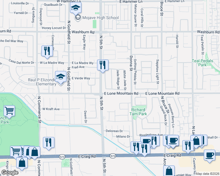 map of restaurants, bars, coffee shops, grocery stores, and more near 4816 Celsion Rock Street in North Las Vegas