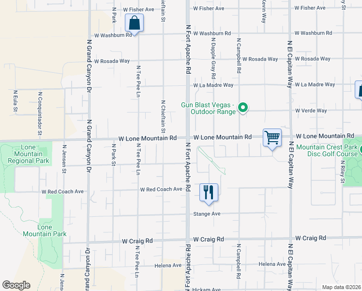 map of restaurants, bars, coffee shops, grocery stores, and more near 4759 El Presidente Drive in Las Vegas