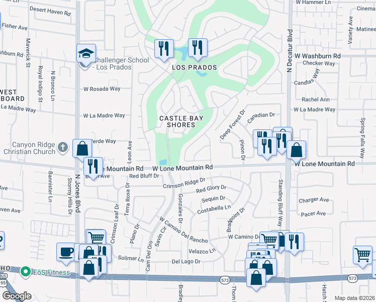 map of restaurants, bars, coffee shops, grocery stores, and more near 4816 Fiesta Lakes Street in Las Vegas