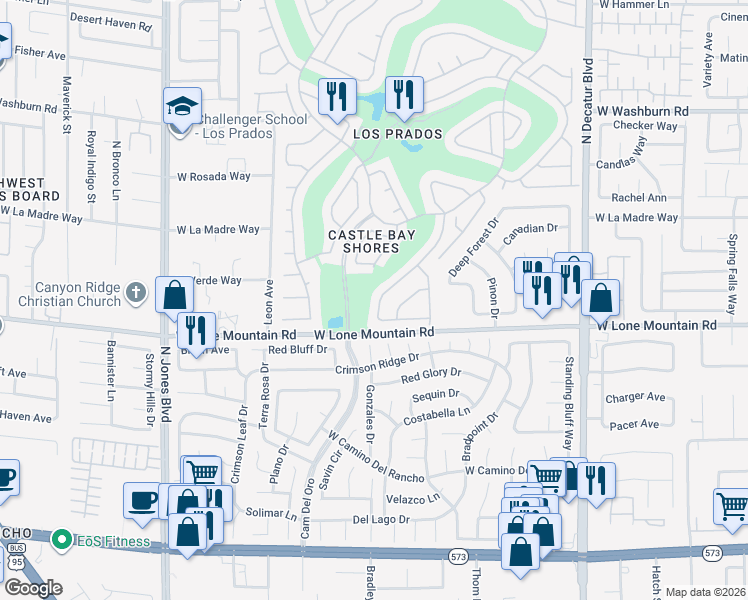 map of restaurants, bars, coffee shops, grocery stores, and more near 4817 Fiesta Lakes Street in Las Vegas