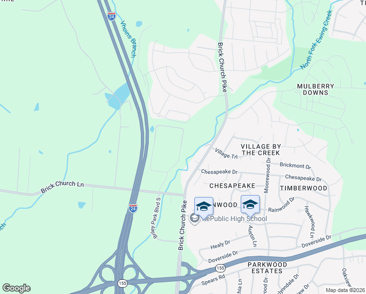 map of restaurants, bars, coffee shops, grocery stores, and more near 3438 Briley Park Boulevard North in Nashville