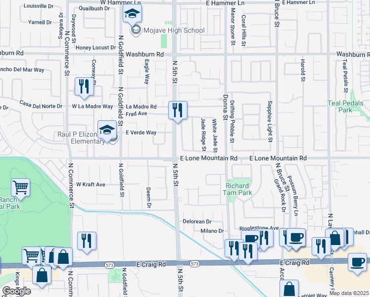 map of restaurants, bars, coffee shops, grocery stores, and more near 4816 Celsion Rock Street in North Las Vegas