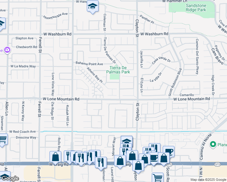 map of restaurants, bars, coffee shops, grocery stores, and more near 2227 Costa Palma Avenue in North Las Vegas