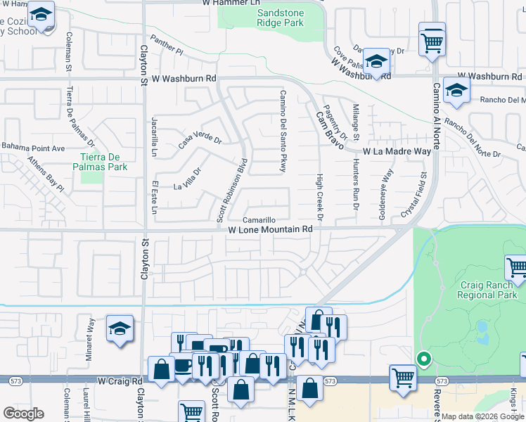 map of restaurants, bars, coffee shops, grocery stores, and more near 1620 Camarillo in North Las Vegas