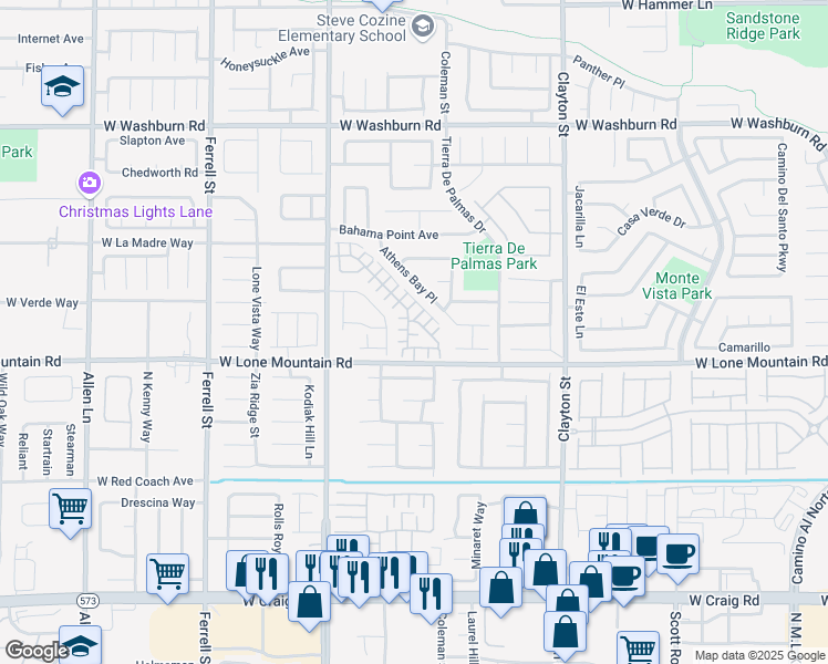 map of restaurants, bars, coffee shops, grocery stores, and more near 2506 Lady Elizabeth Court in North Las Vegas