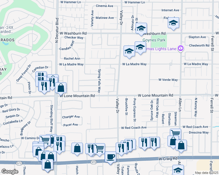 map of restaurants, bars, coffee shops, grocery stores, and more near 4323 Veranda Hill Court in North Las Vegas