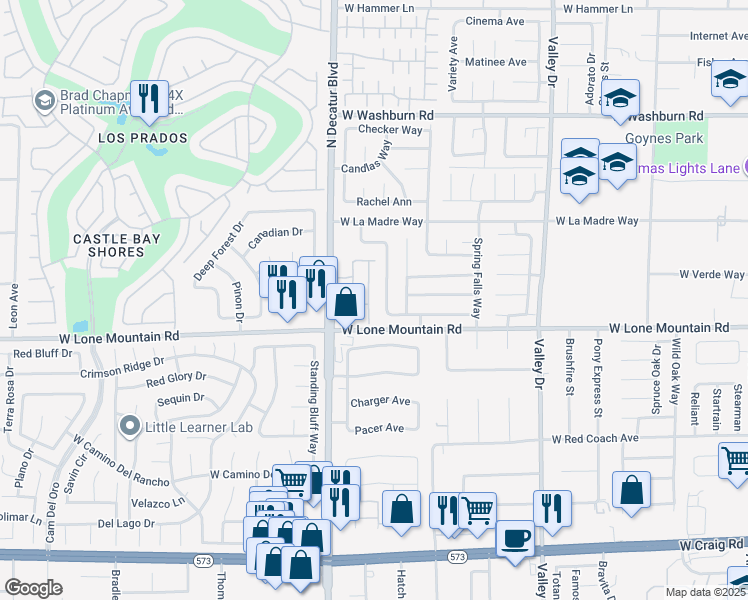 map of restaurants, bars, coffee shops, grocery stores, and more near 4832 Marco Polo Street in North Las Vegas