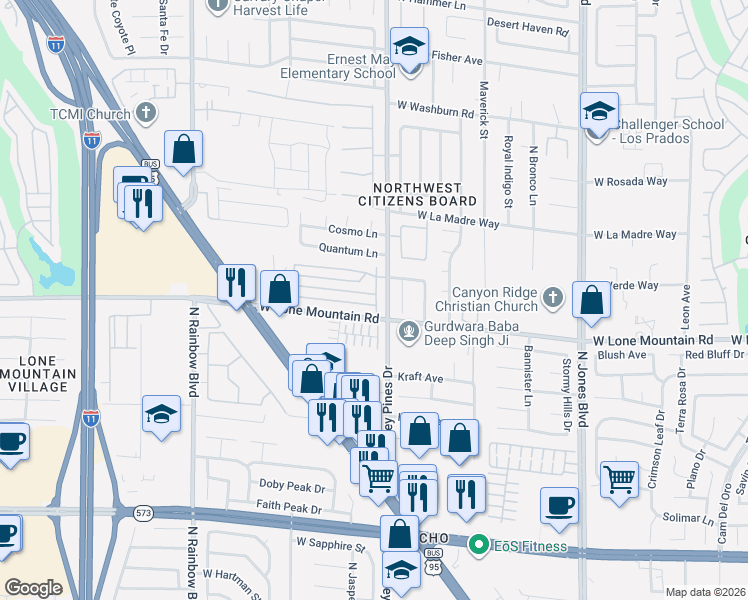 map of restaurants, bars, coffee shops, grocery stores, and more near in Las Vegas