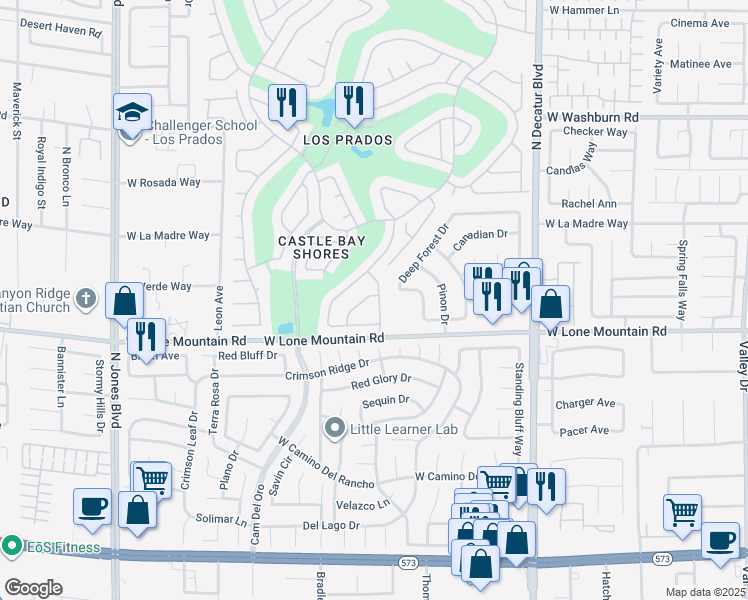 map of restaurants, bars, coffee shops, grocery stores, and more near 4837 Maryvale Drive in Las Vegas