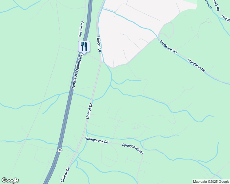 map of restaurants, bars, coffee shops, grocery stores, and more near 310 Meadowview Lane in Unicoi