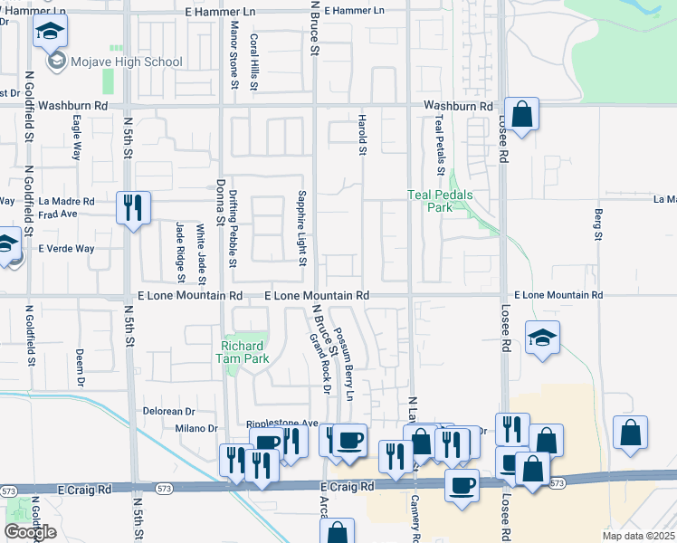 map of restaurants, bars, coffee shops, grocery stores, and more near 1416 Beams Avenue in North Las Vegas