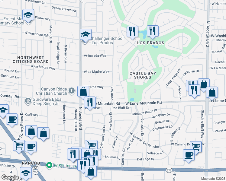 map of restaurants, bars, coffee shops, grocery stores, and more near 5624 Ocean Pines Circle in Las Vegas