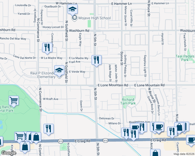 map of restaurants, bars, coffee shops, grocery stores, and more near 4816 Celsion Rock Street in North Las Vegas