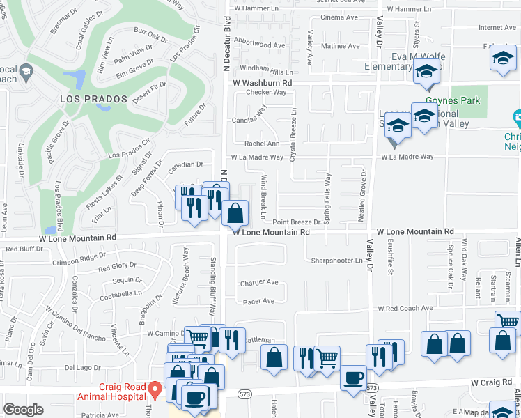 map of restaurants, bars, coffee shops, grocery stores, and more near 4717 Guma Way in North Las Vegas