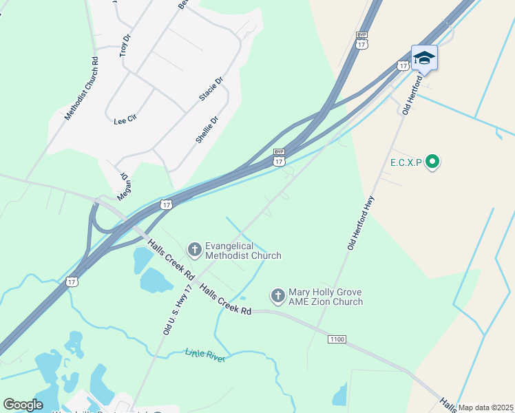 map of restaurants, bars, coffee shops, grocery stores, and more near 637 Old U.S. 17 in Elizabeth City