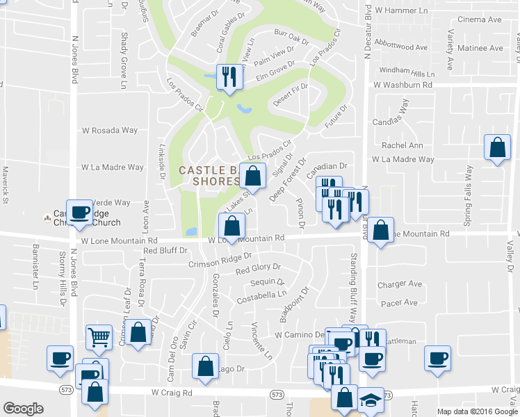 map of restaurants, bars, coffee shops, grocery stores, and more near 5160 West Lone Mountain Road in Las Vegas