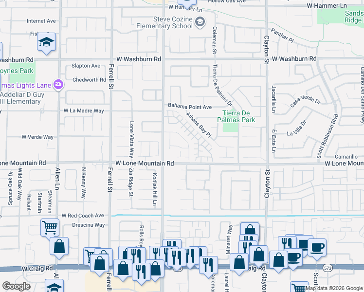map of restaurants, bars, coffee shops, grocery stores, and more near 2712 Old Town Drive in North Las Vegas