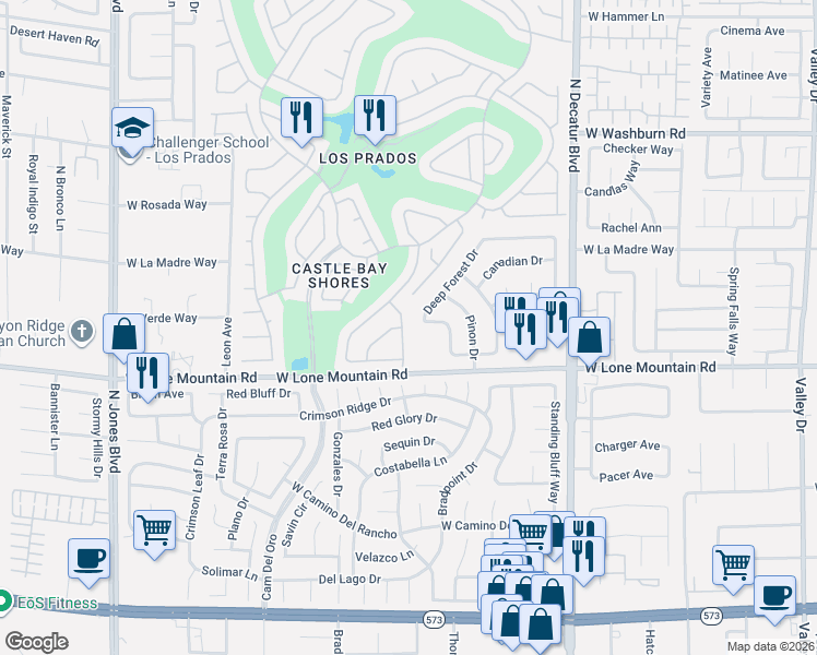 map of restaurants, bars, coffee shops, grocery stores, and more near 5160 West Lone Mountain Road in Las Vegas