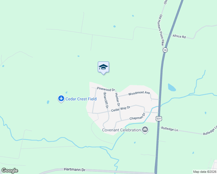 map of restaurants, bars, coffee shops, grocery stores, and more near 203 Pinewood Drive in Lebanon