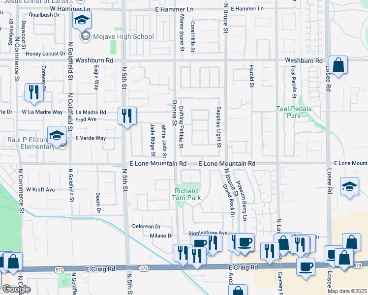 map of restaurants, bars, coffee shops, grocery stores, and more near 4834 Drifting Pebble Street in North Las Vegas