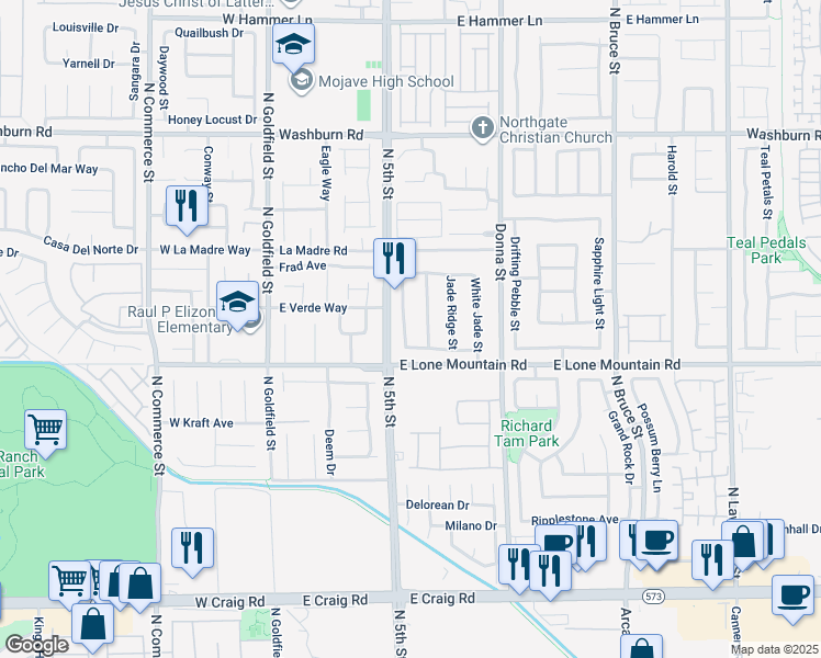 map of restaurants, bars, coffee shops, grocery stores, and more near 4816 Celsion Rock Street in North Las Vegas