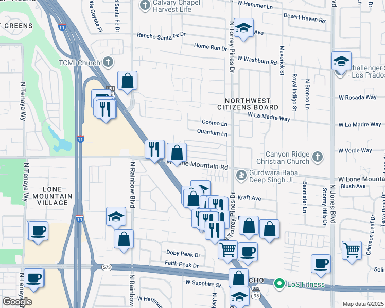 map of restaurants, bars, coffee shops, grocery stores, and more near 6529 Hillside Brook Avenue in Las Vegas
