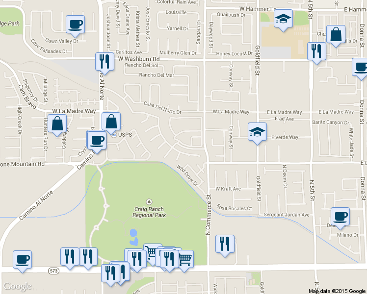 map of restaurants, bars, coffee shops, grocery stores, and more near 4822 Con Carne in North Las Vegas