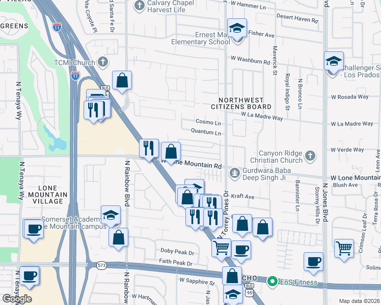 map of restaurants, bars, coffee shops, grocery stores, and more near 6537 Sierra Diablo Avenue in Las Vegas