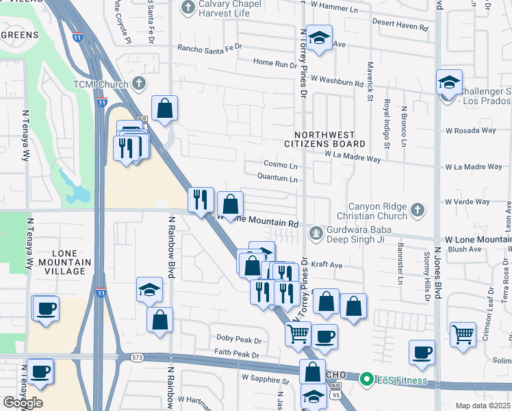 map of restaurants, bars, coffee shops, grocery stores, and more near 6537 Sierra Diablo Avenue in Las Vegas