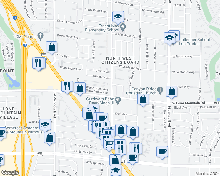 map of restaurants, bars, coffee shops, grocery stores, and more near 4828 Storm Mountain Street in Las Vegas