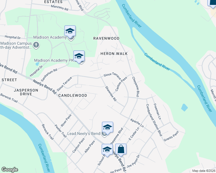 map of restaurants, bars, coffee shops, grocery stores, and more near 1229 Shawnee Road in Nashville