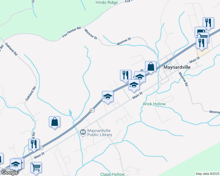 map of restaurants, bars, coffee shops, grocery stores, and more near 435 Main Street in Maynardville