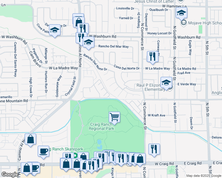 map of restaurants, bars, coffee shops, grocery stores, and more near in North Las Vegas