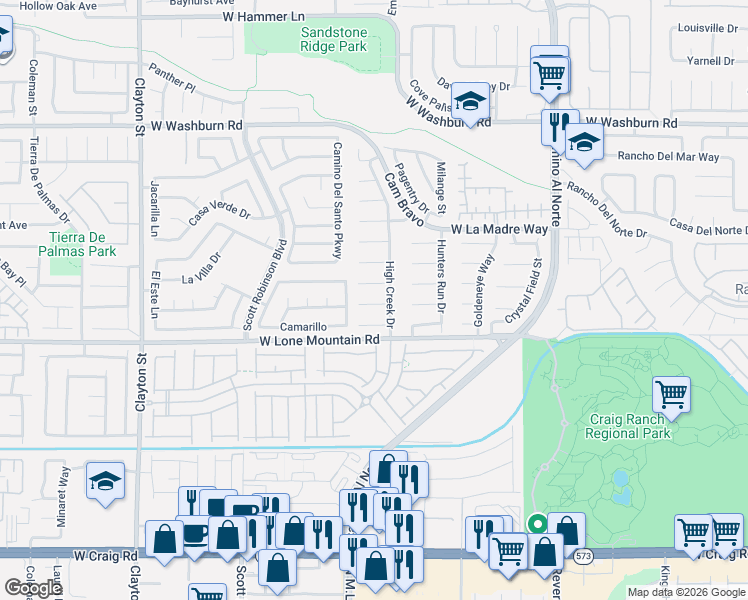 map of restaurants, bars, coffee shops, grocery stores, and more near 1314 Blue View Court in North Las Vegas