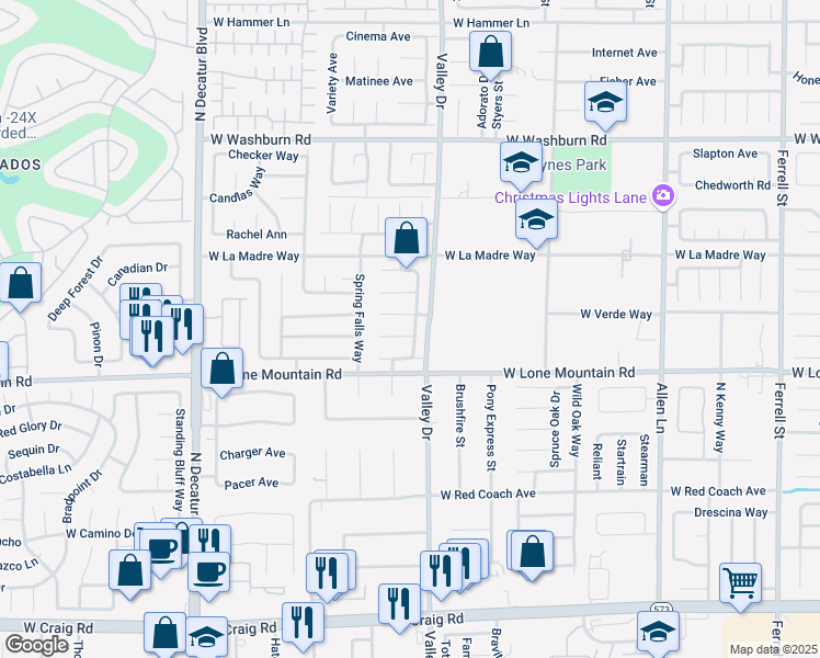 map of restaurants, bars, coffee shops, grocery stores, and more near 4816 Nestled Grove Drive in North Las Vegas