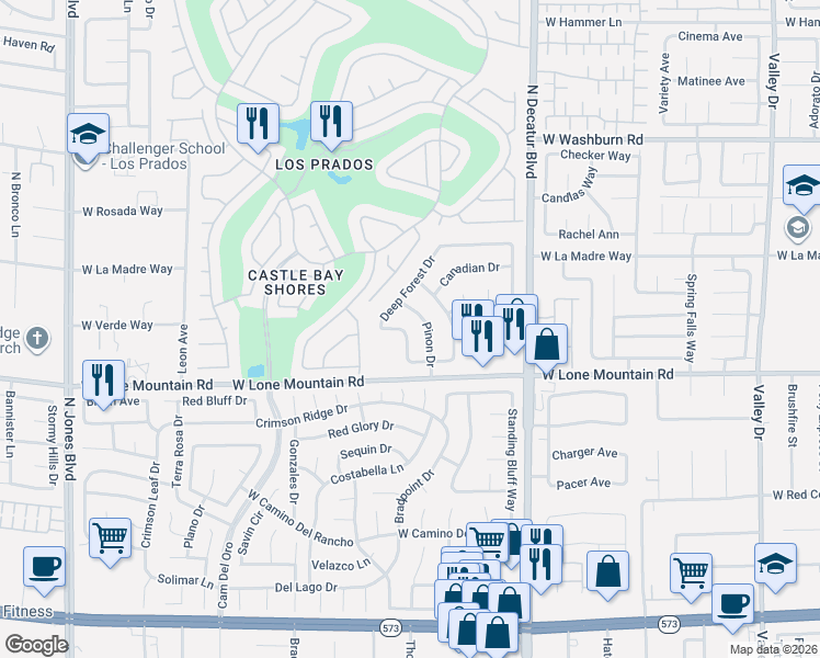 map of restaurants, bars, coffee shops, grocery stores, and more near 4808 Norway Lane in Las Vegas
