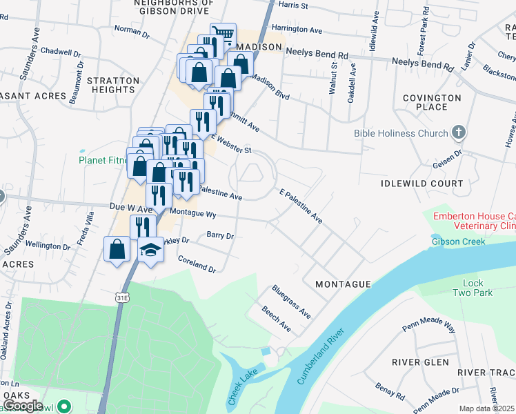 map of restaurants, bars, coffee shops, grocery stores, and more near 204B East Due West Avenue in Nashville